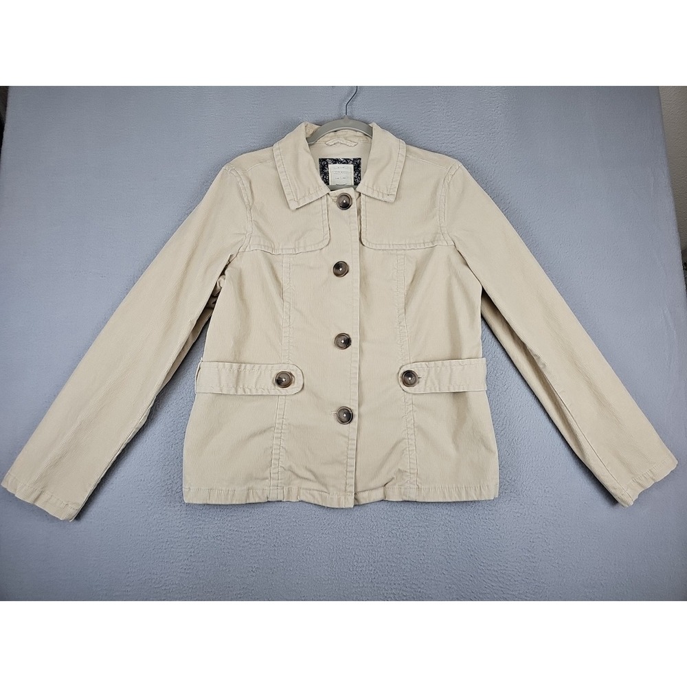Old Navy Corduroy Jacket Women's Large Beige Belted Classic Preppy Y2K 07'